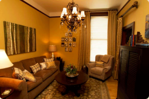 Living area of Flat #1 Peid-a-Terre of Third Street Flats in McMinnville, Oregon